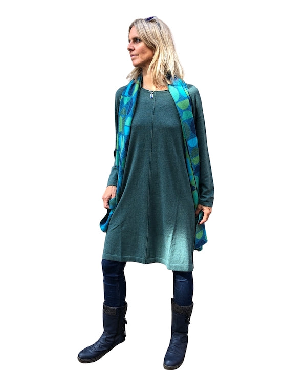 Merino-/Baumwolle Kleid Niras, dusk grün