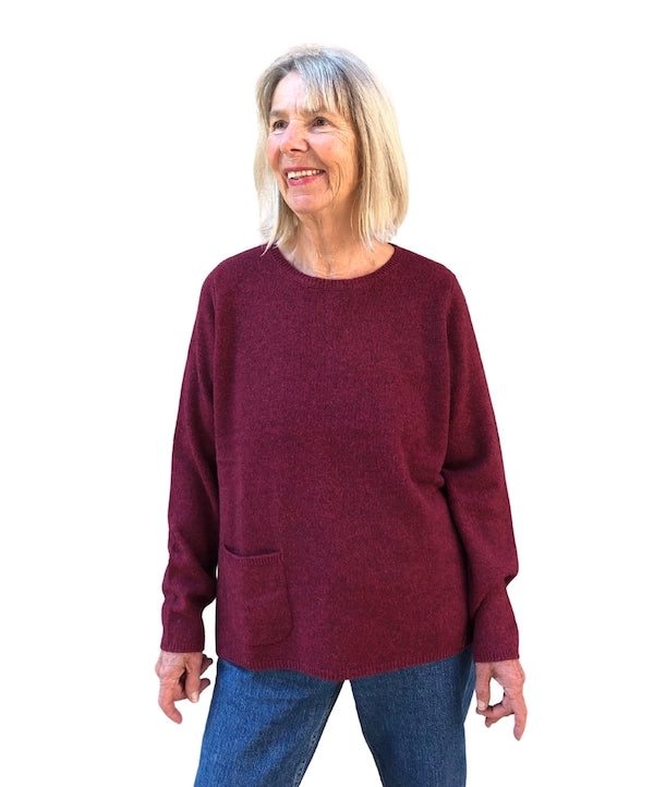 Yakwolle Pullover Zonora, dark pink