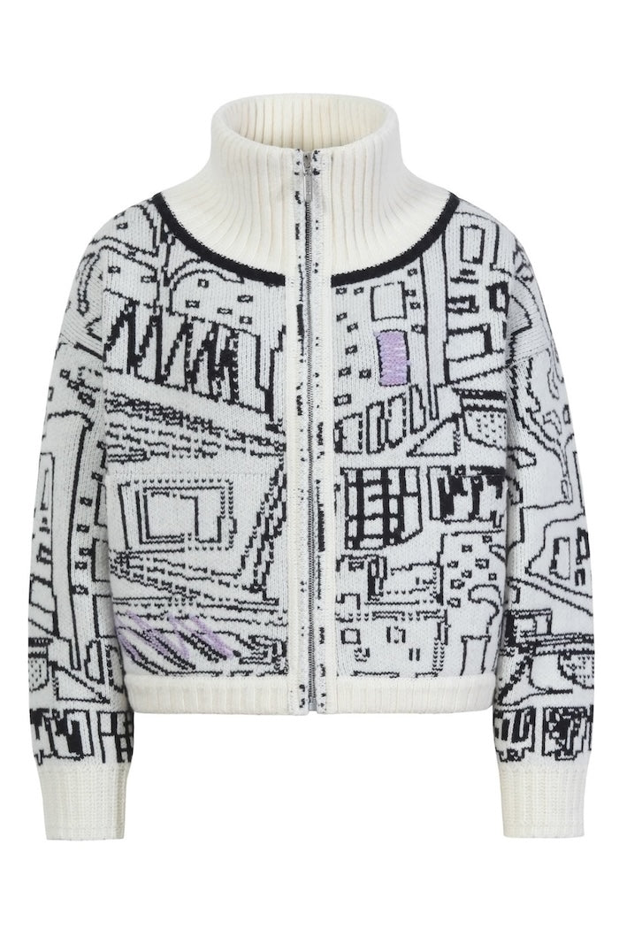 Bomberjacke mit Favela Motiv, off-white
