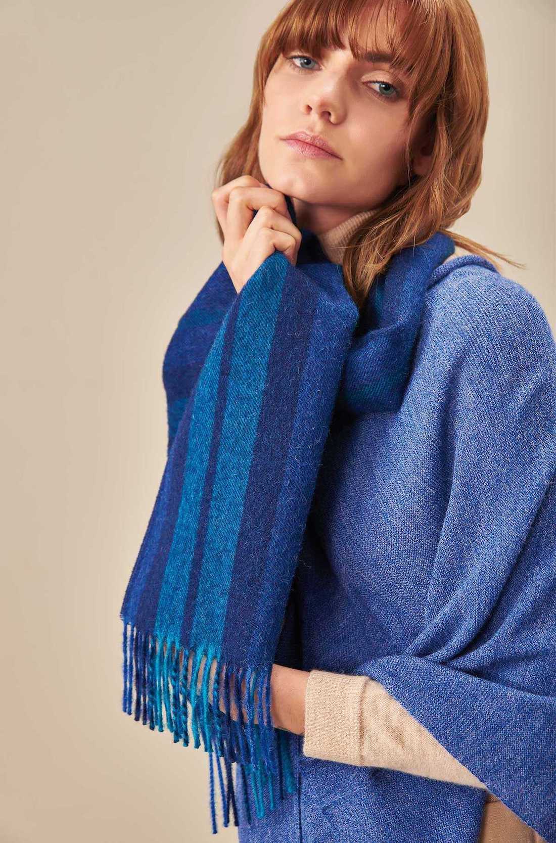 Jacquard Schal Pearshap aus Baby Alpaka