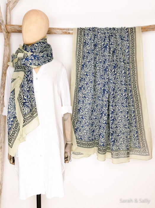 Schal mit Paisleymuster, blau