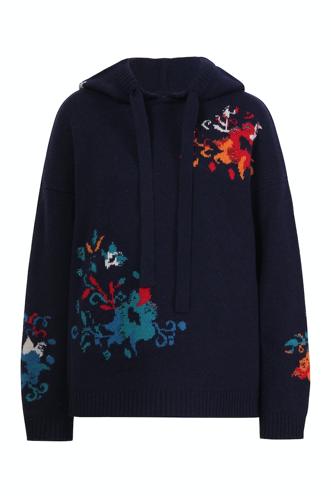 Kapuzenpullover Floral Pattern, blau