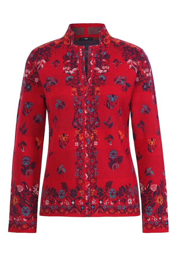 Jacquard Jacke Floral Pattern, rot