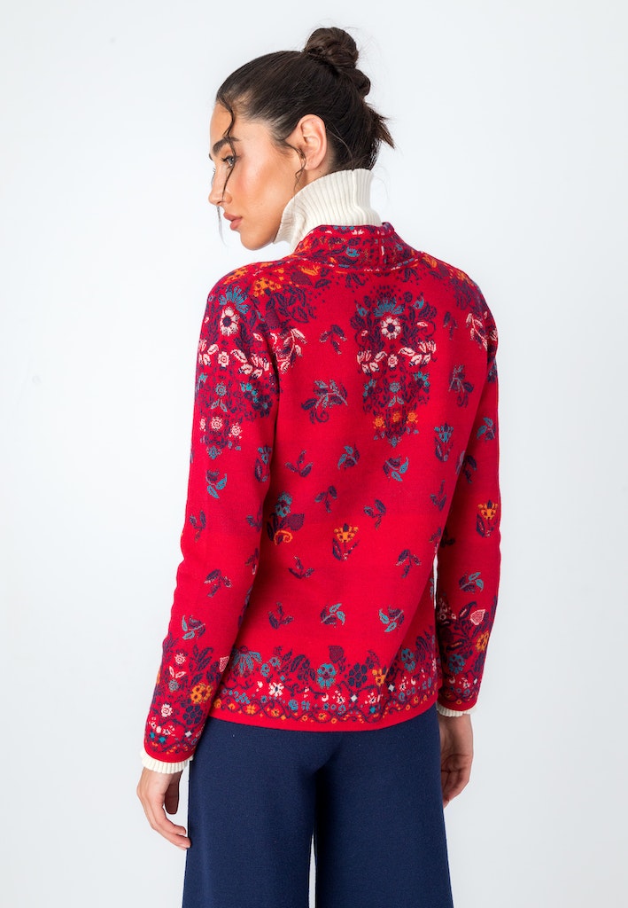Jacquard Jacke Floral Pattern, rot