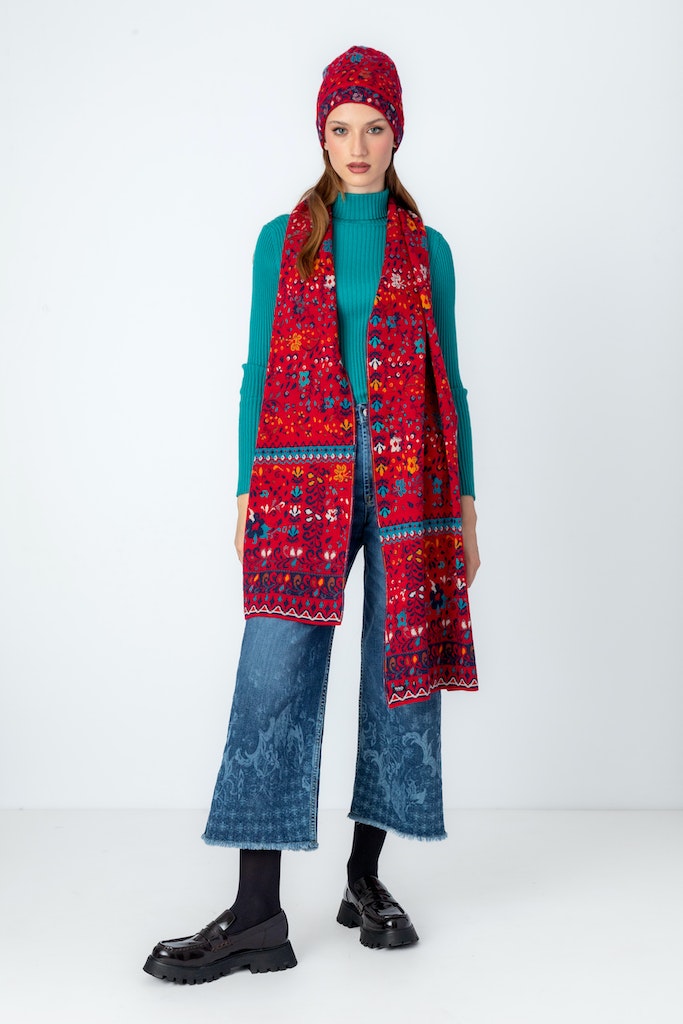 Schal Floral Pattern, rot