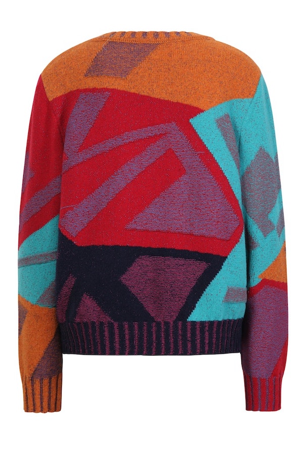Intarsia Pullover Abstract Pattern, bunt