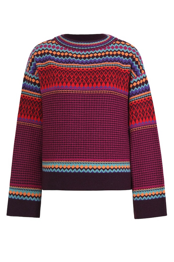 Jacquard Pullover Structure Pattern, rot