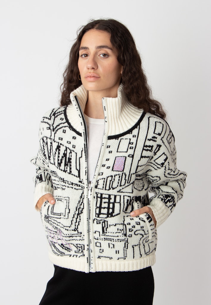 Bomberjacke mit Favela Motiv, off-white