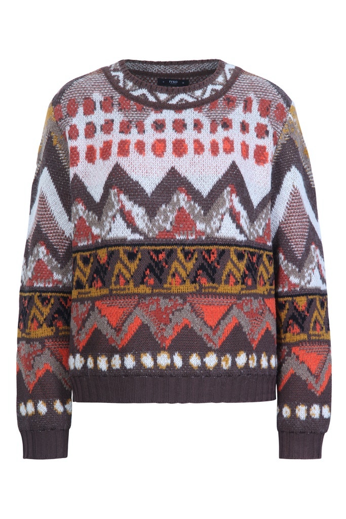 Jacquard Pullover Artistic Pattern, nougat