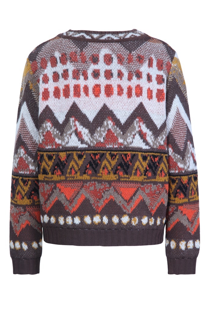 Jacquard Pullover Artistic Pattern, nougat