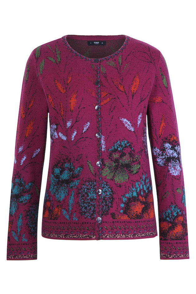 Jacquard Jacke Floral Pattern, magenta