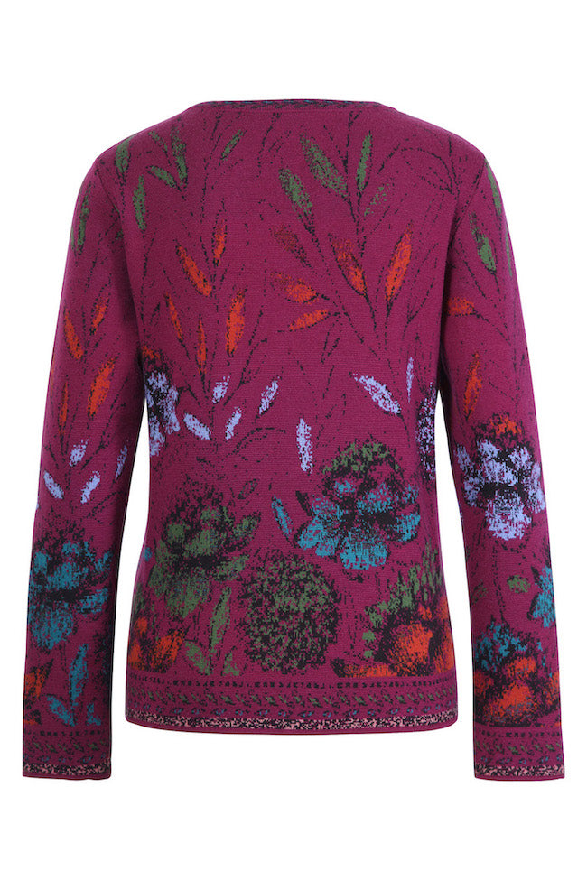 Jacquard Jacke Floral Pattern, magenta