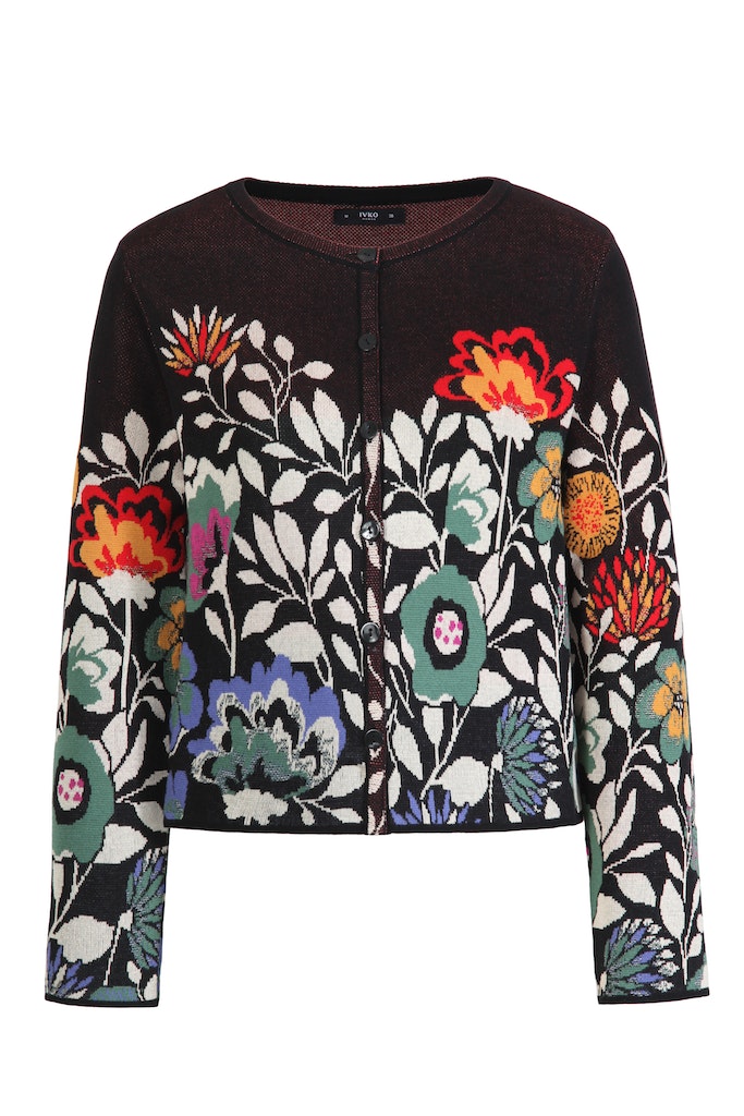 Jacke Floral, schwarz