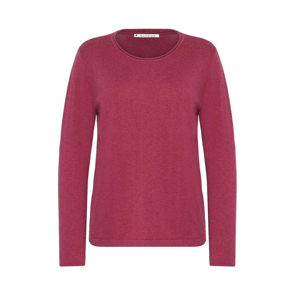 Merino-/Baumwolle Pullover Nia, dunkelrosa