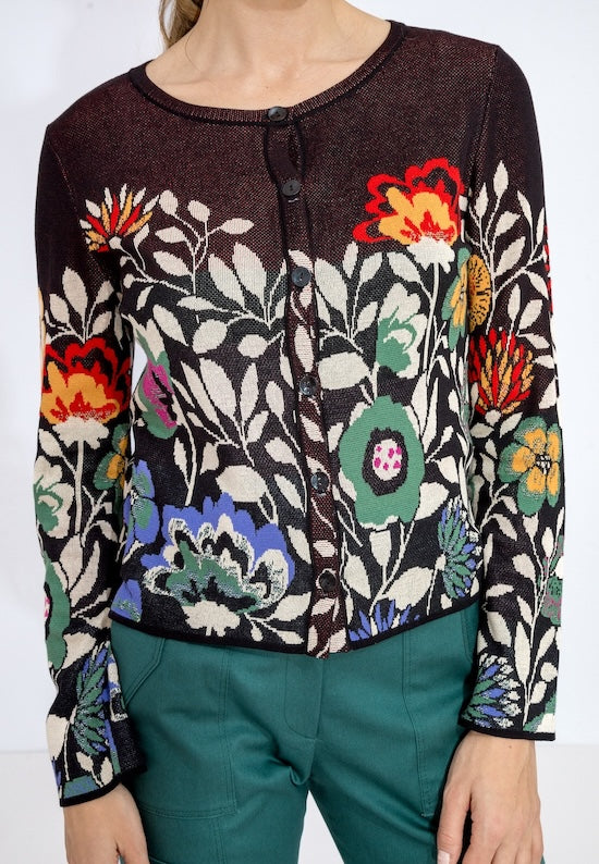 Jacke Floral, schwarz