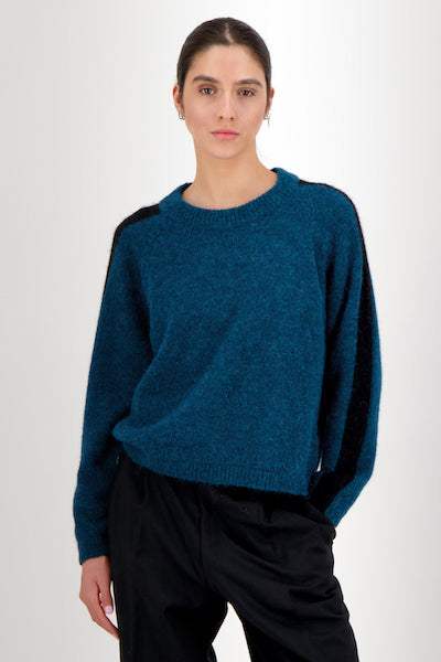 Alpaka Pullover Brianne, petrolblau/schwarz
