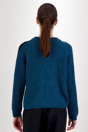 Alpaka Pullover Brianne, petrolblau/schwarz