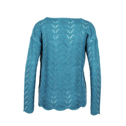 Pullover Schurwolle kbT Ajour-Muster, türkis-meliert