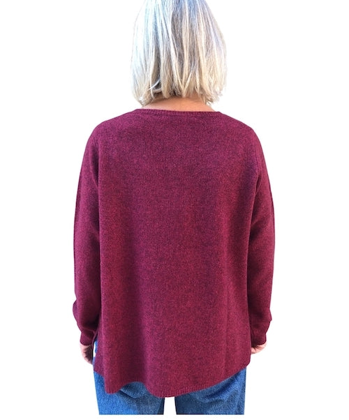 Yakwolle Pullover Zonora, dark pink