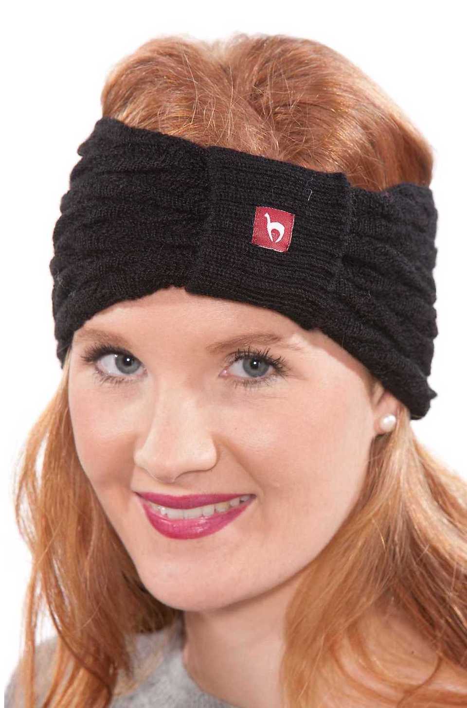 Alpaka Stirnband Biesen, schwarz