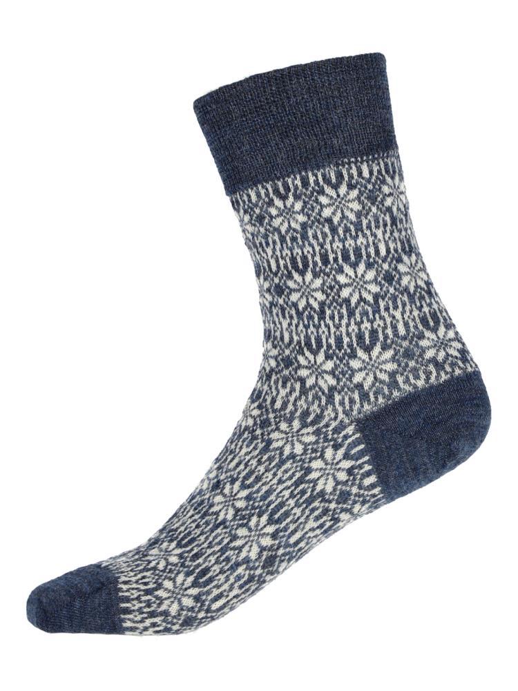 Woll-Socken fein Sterne, jeans/natur