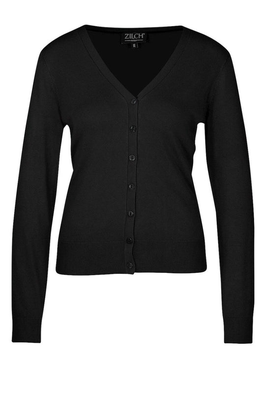 Bambus-Jacke V-Neck, schwarz