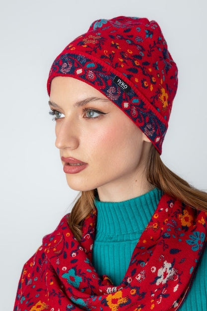 Mütze Floral Pattern, rot