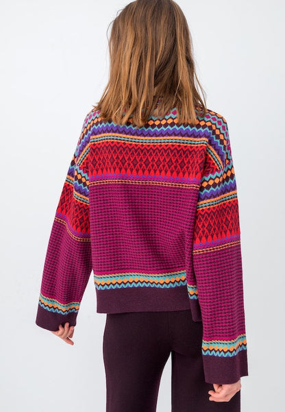Jacquard Pullover Structure Pattern, rot