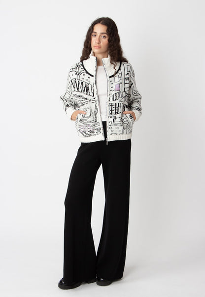 Bomberjacke mit Favela Motiv, off-white