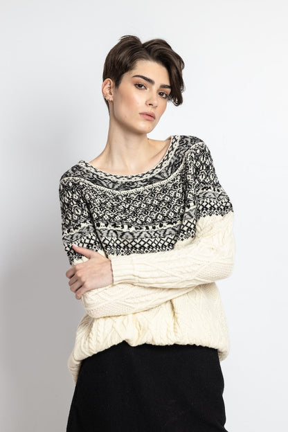 Pullover Artistic Pattern, schwarz-beige