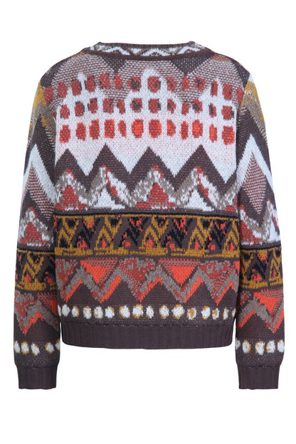 Jacquard Pullover Artistic Pattern, nougat