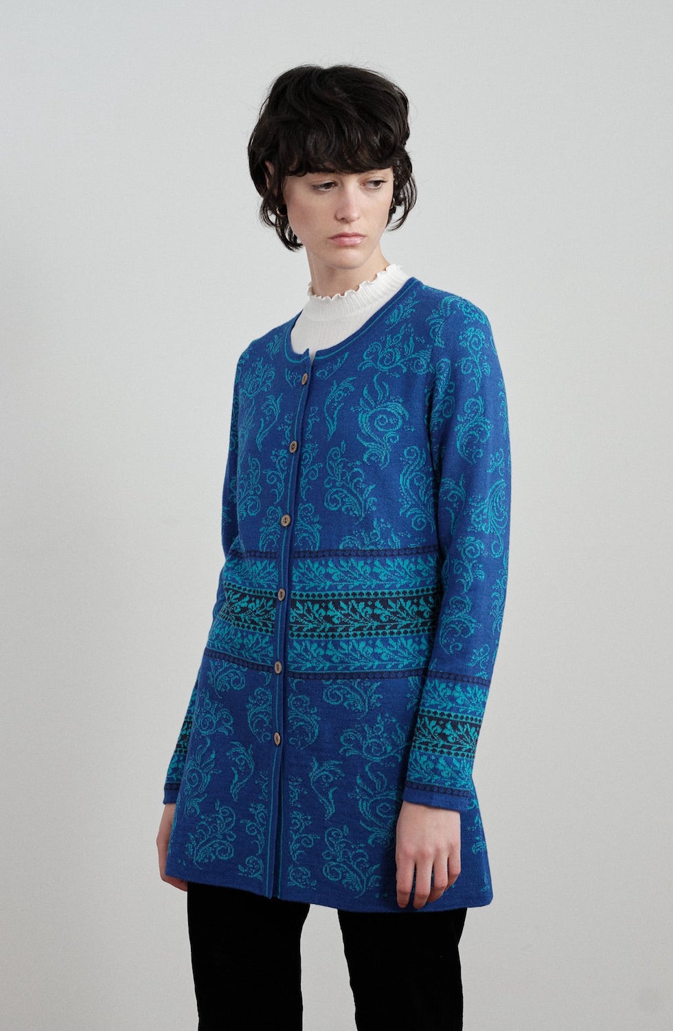 Alpaka Jacke lang Luz, blau