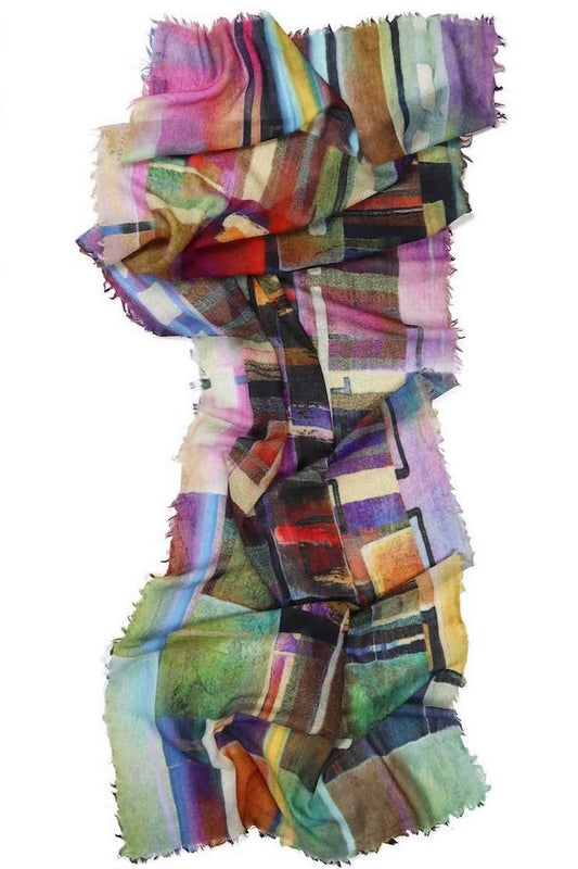 Schal Wolle Malena, grün-violett