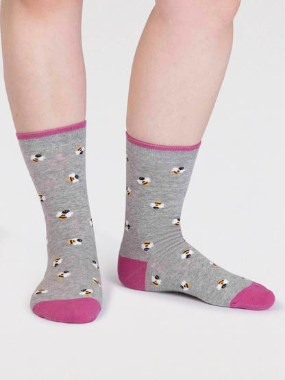 Socken Biene, grau
