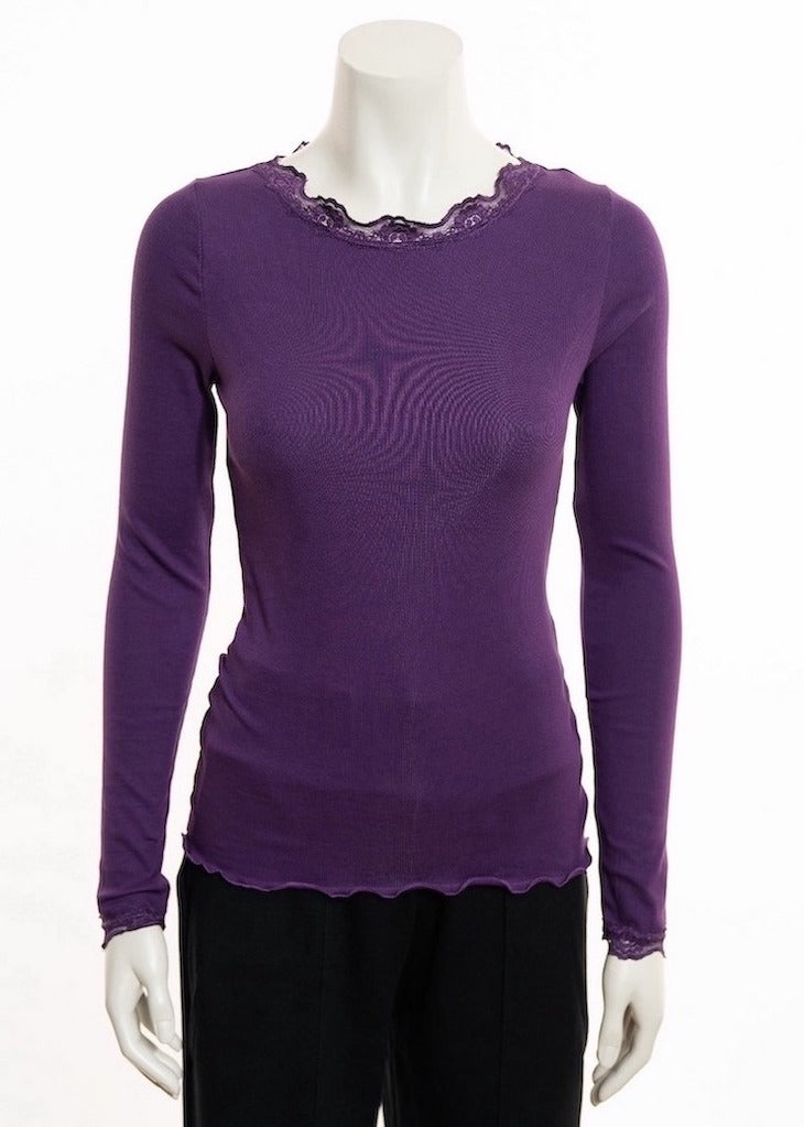 Bio-Baumwoll Shirt mit Spitze, Violet