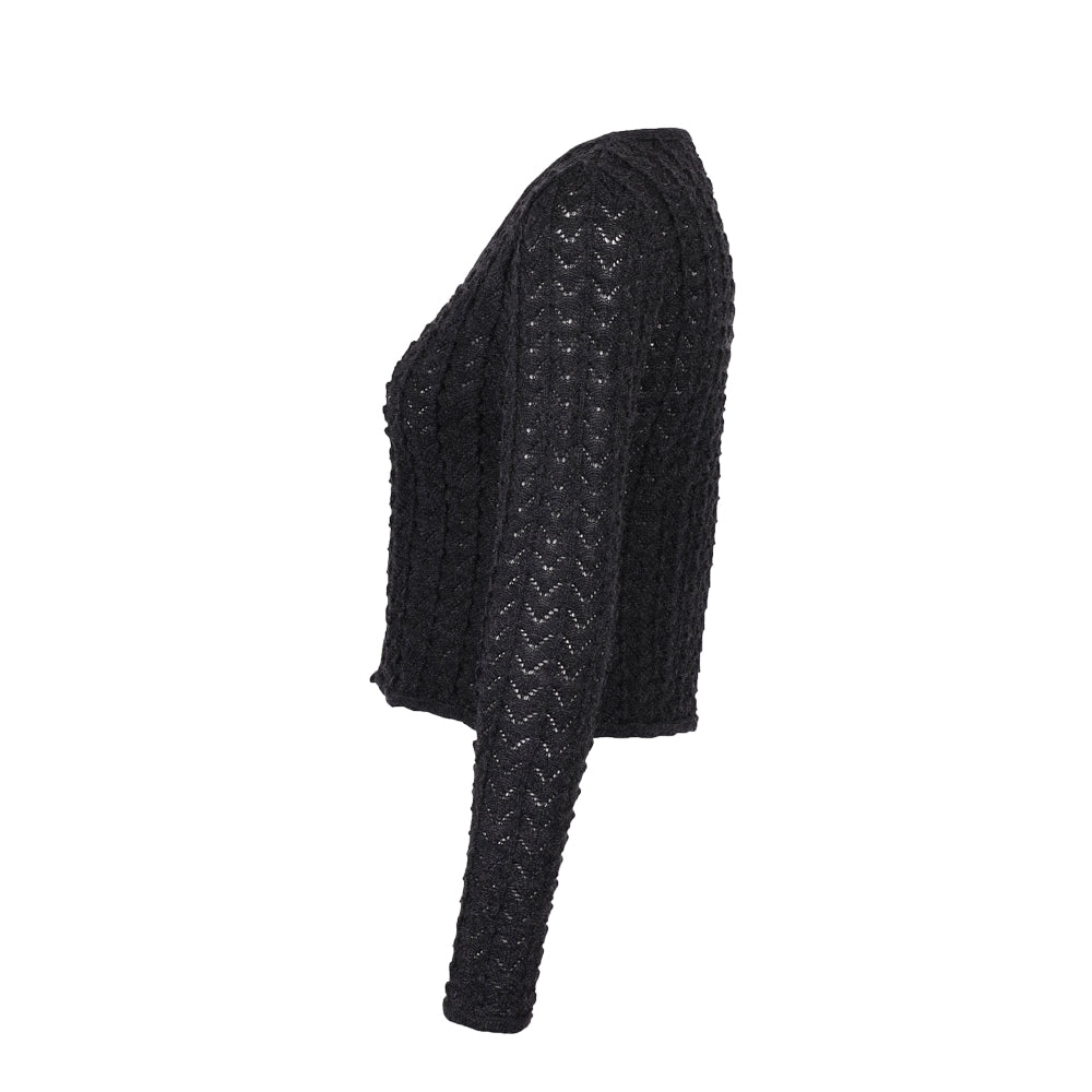 Strickjacke SOPHIE antrazit – Ajourjacke aus Schurwolle kbT