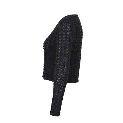 Strickjacke SOPHIE antrazit – Ajourjacke aus Schurwolle kbT