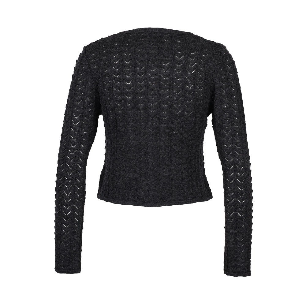 Strickjacke SOPHIE antrazit – Ajourjacke aus Schurwolle kbT